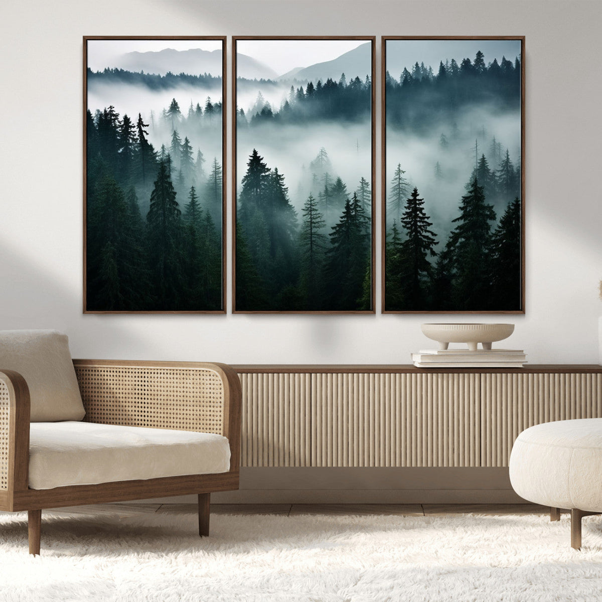 Captivating Misty Forest Wall Art Canvas, Premium Canvas