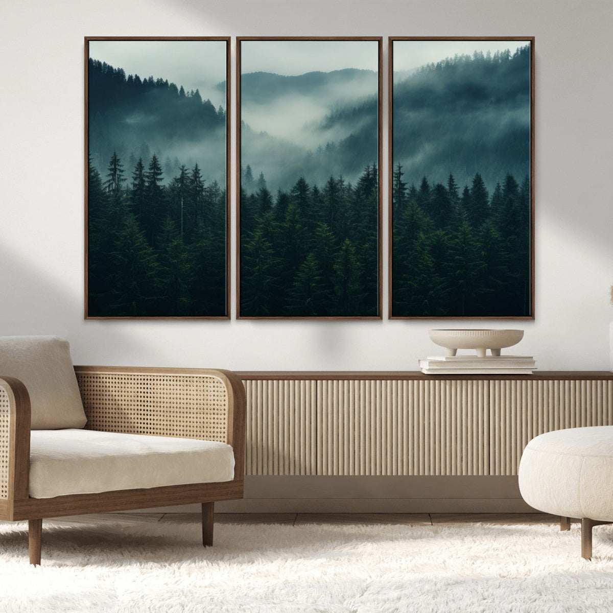 Captivating Misty Forest Wall Art Premium Canvas Print,