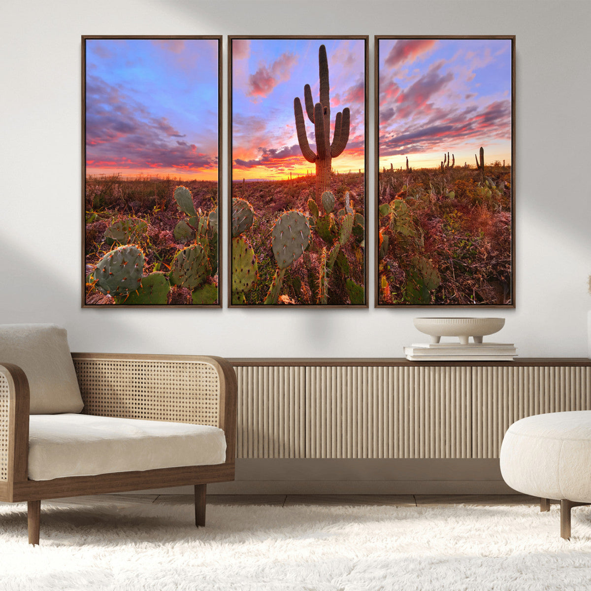 Arizona Desert Wall Art Canvas Print - Framed Deser Sunset