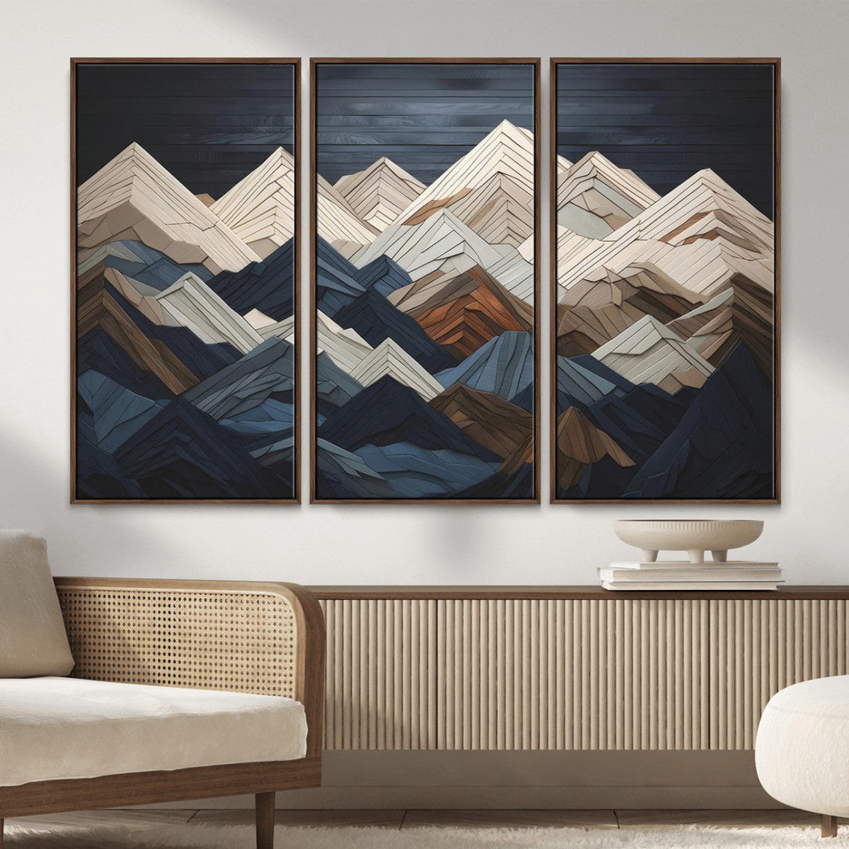 Mountain Wall Art – Modern Geometric Landscape Canvas Print,