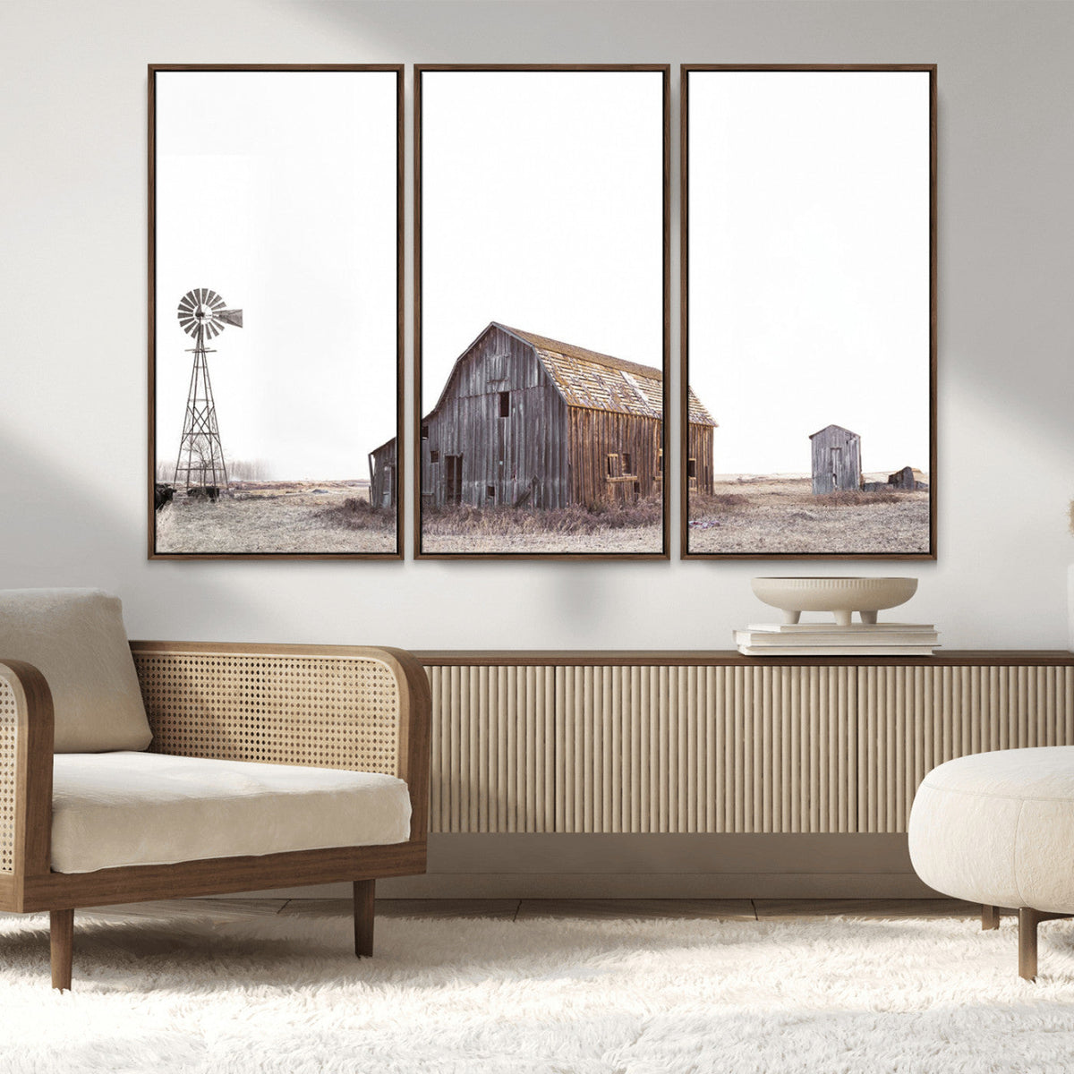 Set of 3 Rustic Farmhouse Wall Art Prints – Country Barn,