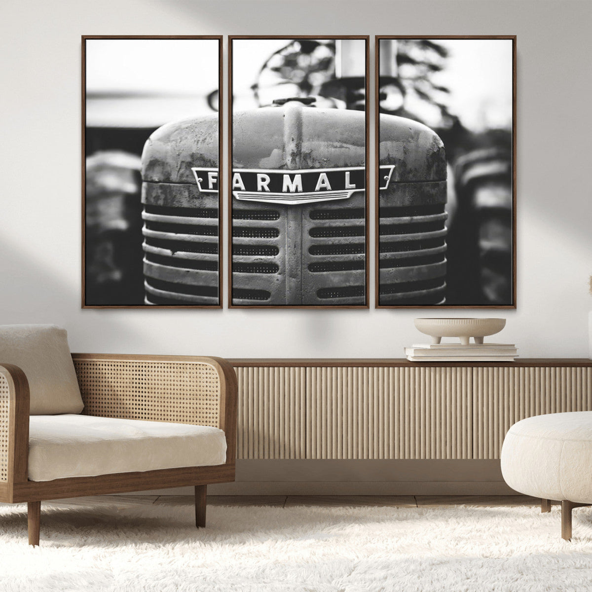 Vintage Farmall Tractor Wall Art Canvas Print, Rustic