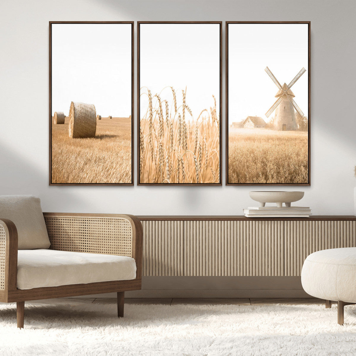 Vintage Farmhouse Triptych Wall Art – Giclée Canvas