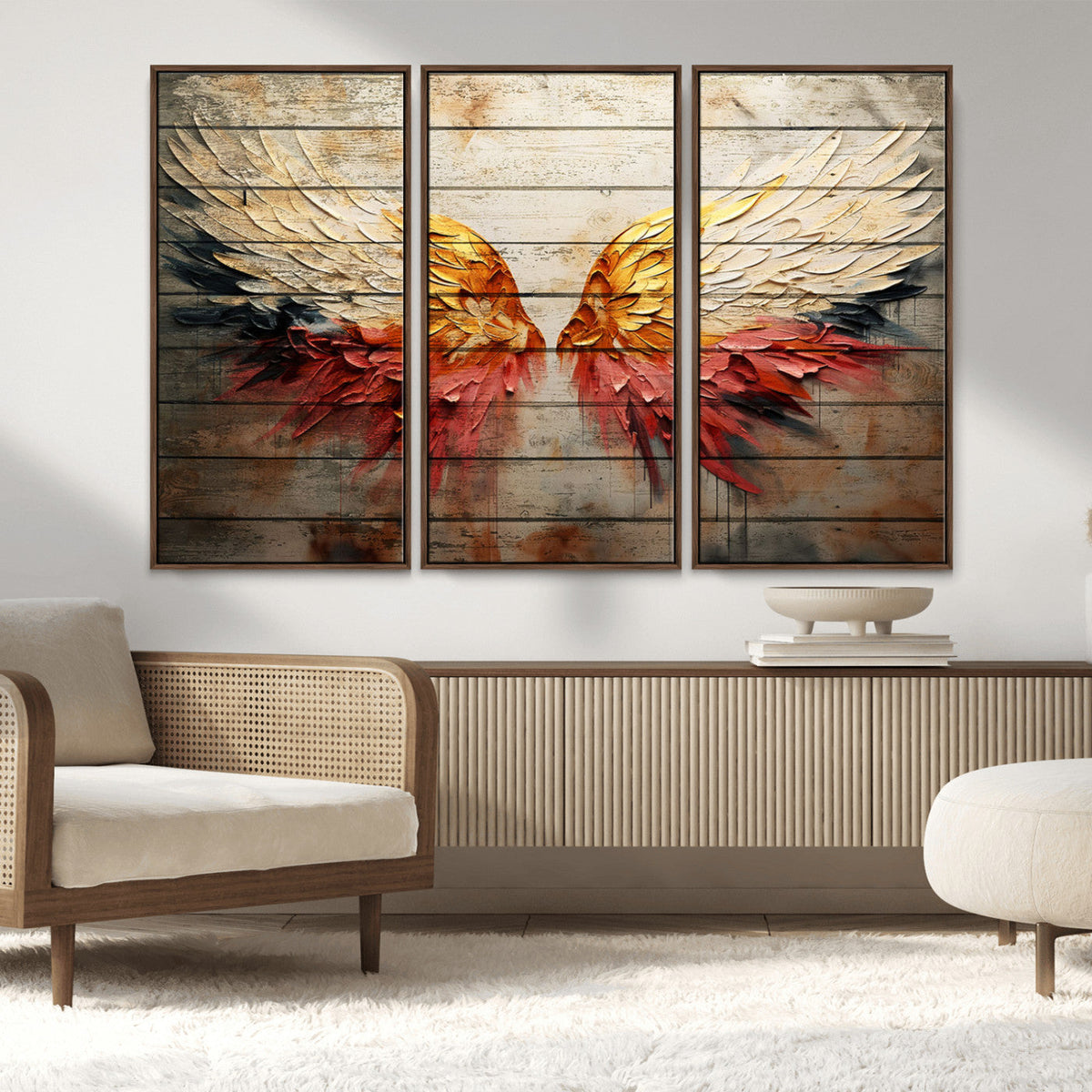 Abstract Angel Wings Canvas Wall Art – Framed and Ready to