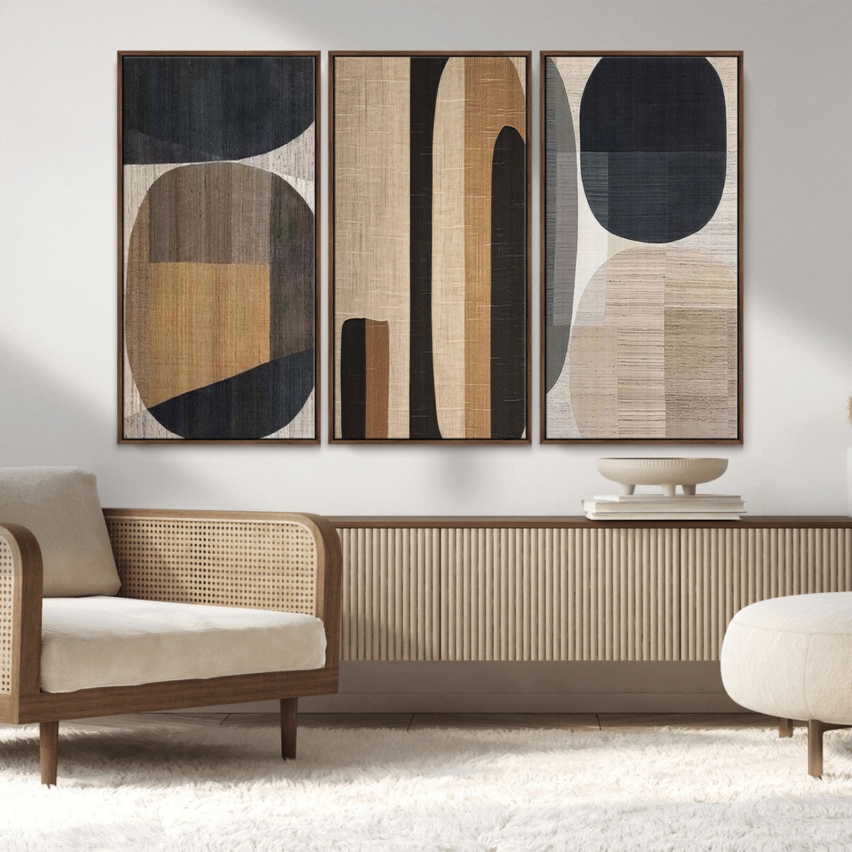 Abstract Minimalist Canvas Wall Art - Neutral Geometric