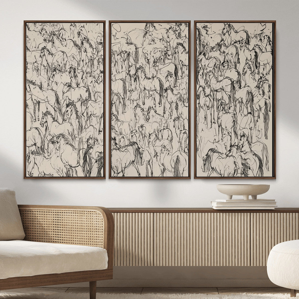 Abstract Horse Sketch Wall Art | Ready to Hang and Framed |
