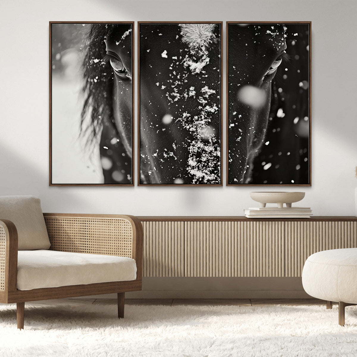 Winter Horse Snow Wall Art Canvas Print