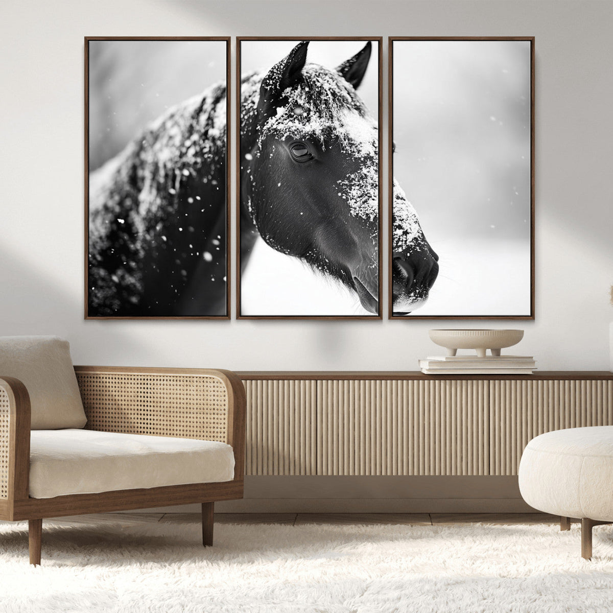 Horse Canvas Print - Winter Horse Snow Wall Art Canvas Print