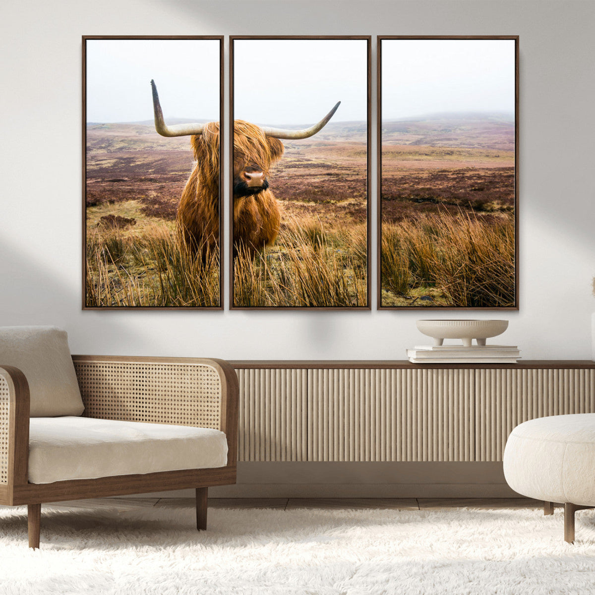 Scottish Highland Cow Canvas Wall Art – Rustic Farmhouse