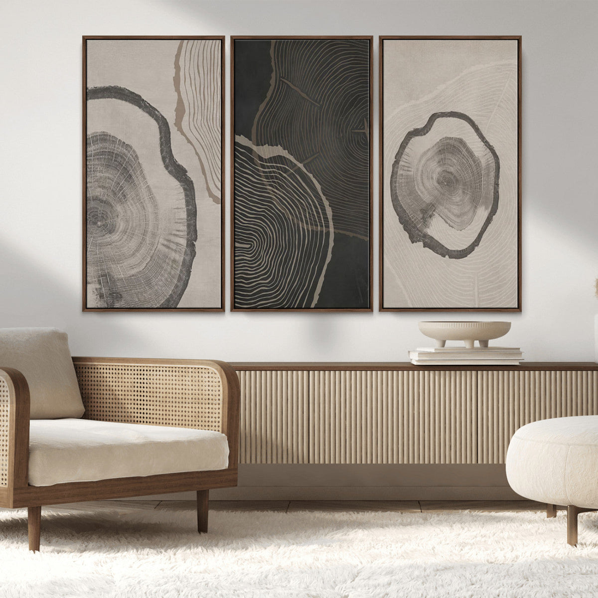 Minimalist Tree Rings Wall Art | Modern Abstract Canvas