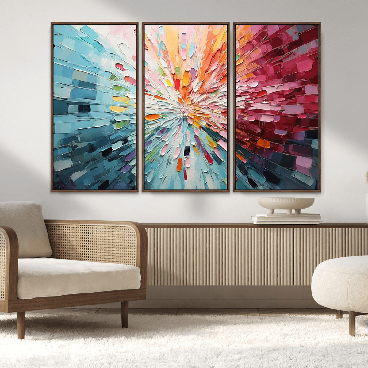 Radiant Bloom Abstract Floral Wall Art Canvas Print -