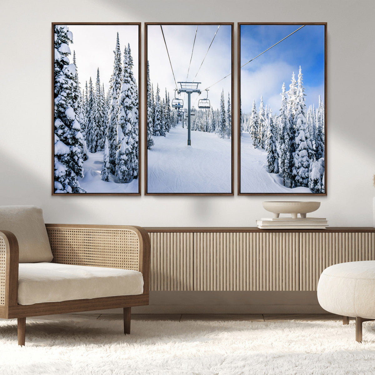 Winter Ski Lift Wall Art Print - Landscape Wall Art | Snowy