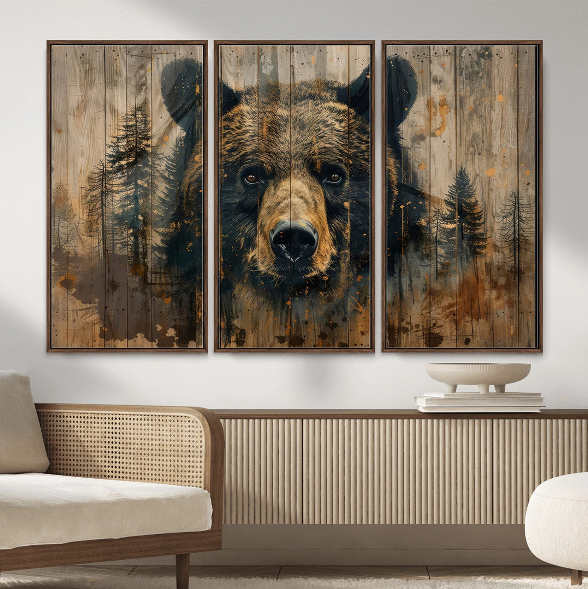 Abstract 399 Bear Wall Art | Rustic Cabin Wall Decor with