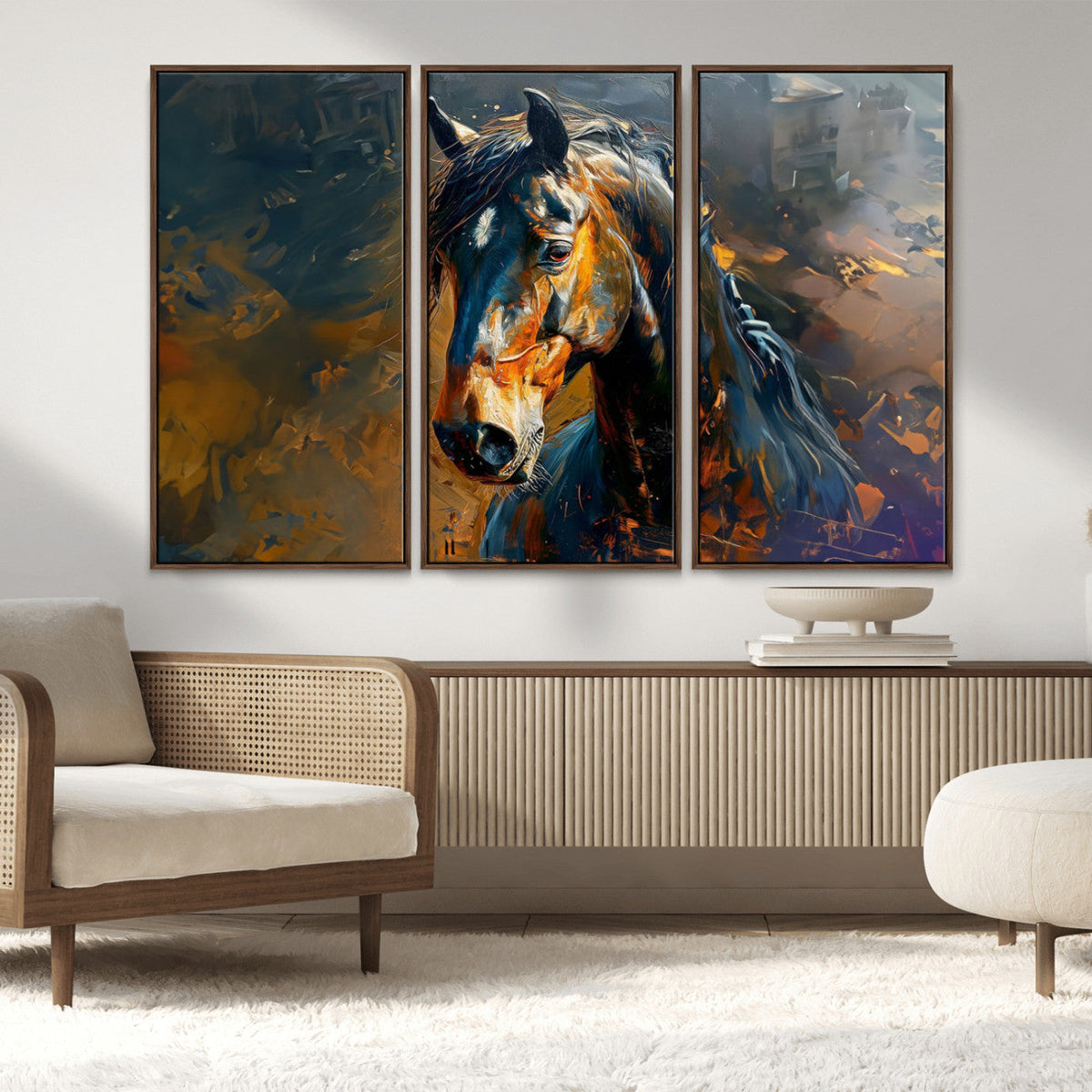 Abstract Horse Wall Art Canvas Print | Farmhouse Wall Decor