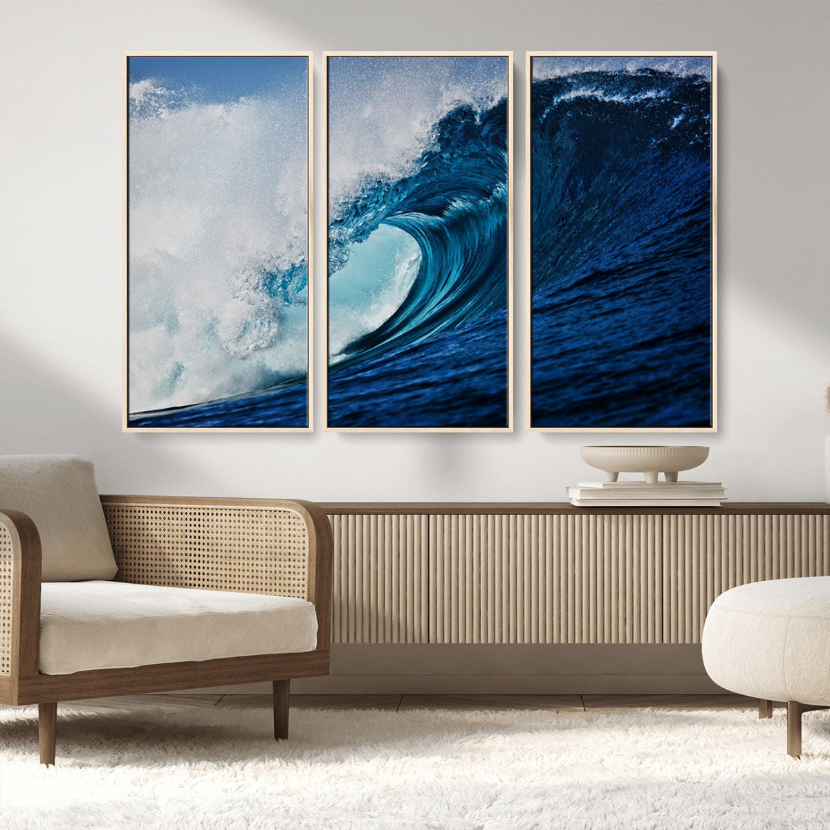 Ocean Wave at Sunset Canvas Art, Large Wall Print of Vibrant