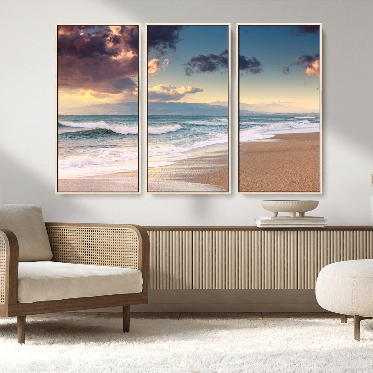 Cloudy Weather Beach Sunset Canvas Print | Sunrise Wall Art
