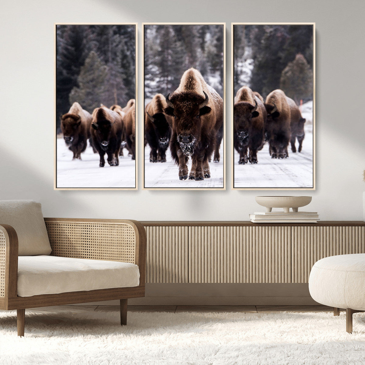 Bison Wall Art Canvas Print- Bison Herd Canvas Wall Art –
