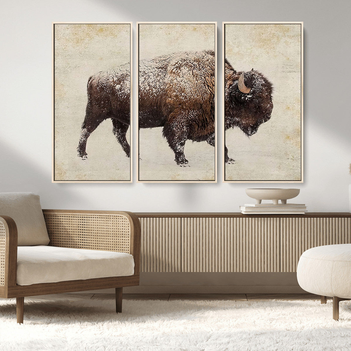 Buffalo Wall Art, Western Bison Canvas Print, Rustic Buffalo