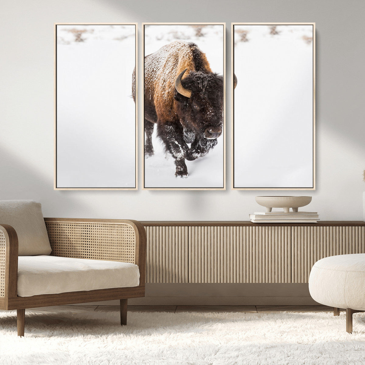 Bison Winter Wall Art Canvas Print For Farmhouse Decor