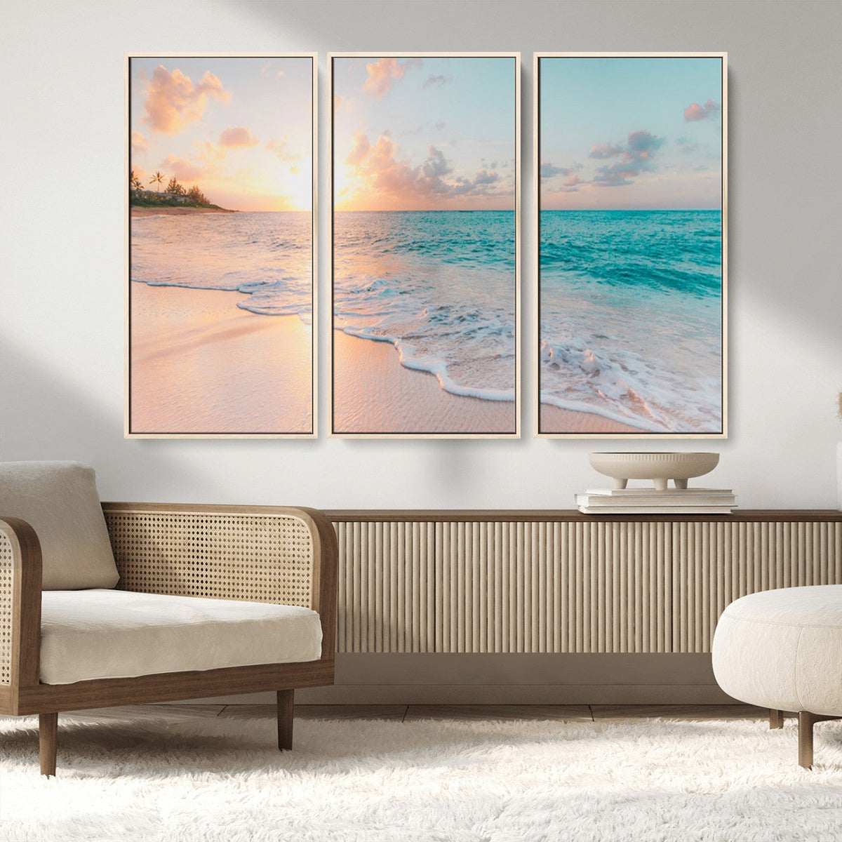 Beach Sunrise Wall Art, Coastal Seascape Canvas Print, Ocean