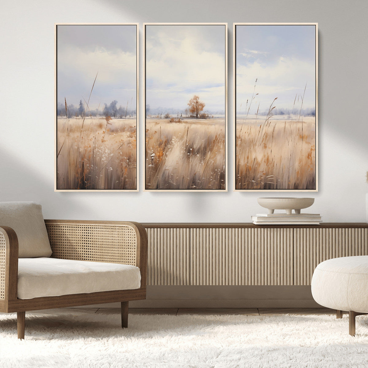 Golden Fields Wall Art Print Canvas – Serene Landscape of