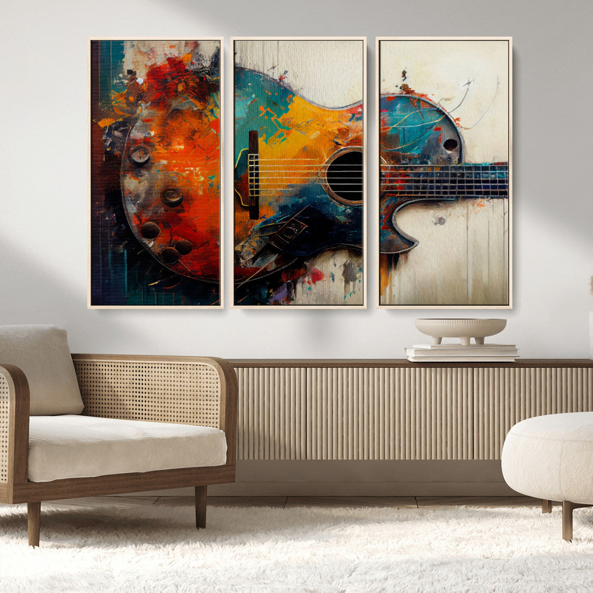 Abstract Guitar Wall Art Canvas | Vibrant Music-Inspired Art
