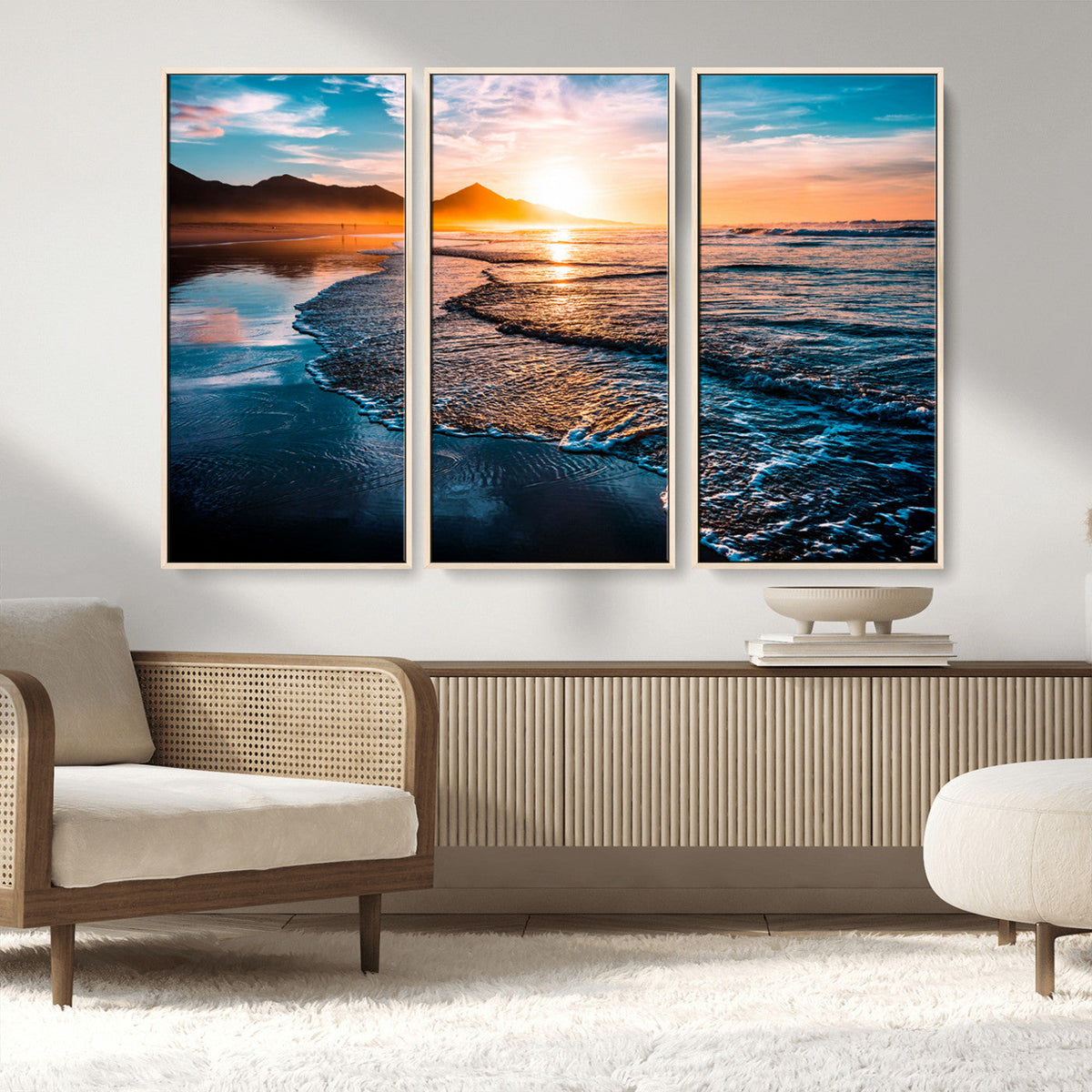 Sunset Beach Ocean Canvas Wall Art – Tranquil Ocean