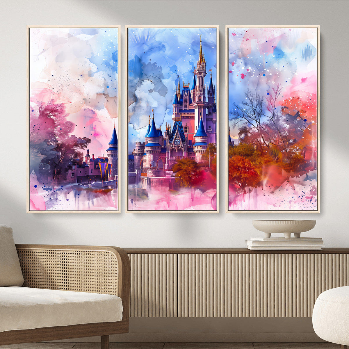 Disney Wall Art: Dreamy Watercolor Cinderella Castle Canvas