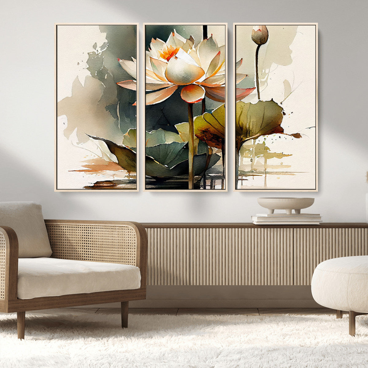 Lotus Flower Watercolor Canvas Print – A Symbol of Serenity