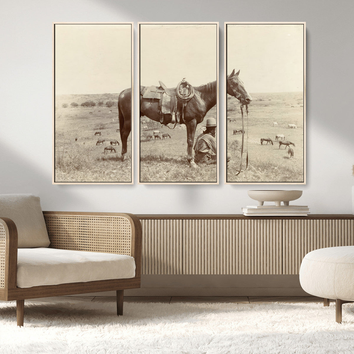 Cowboy Wall Art - Western Horse Canvas Print - Vintage