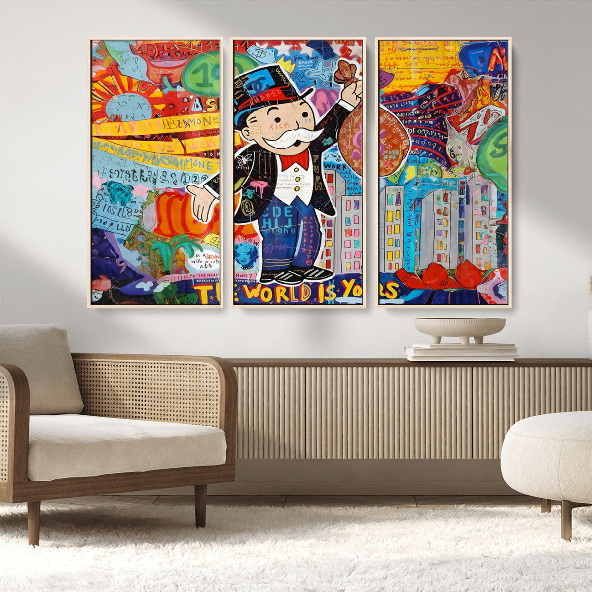 Pop Art Monopoly Man Canvas Wall Art Print - Bold and