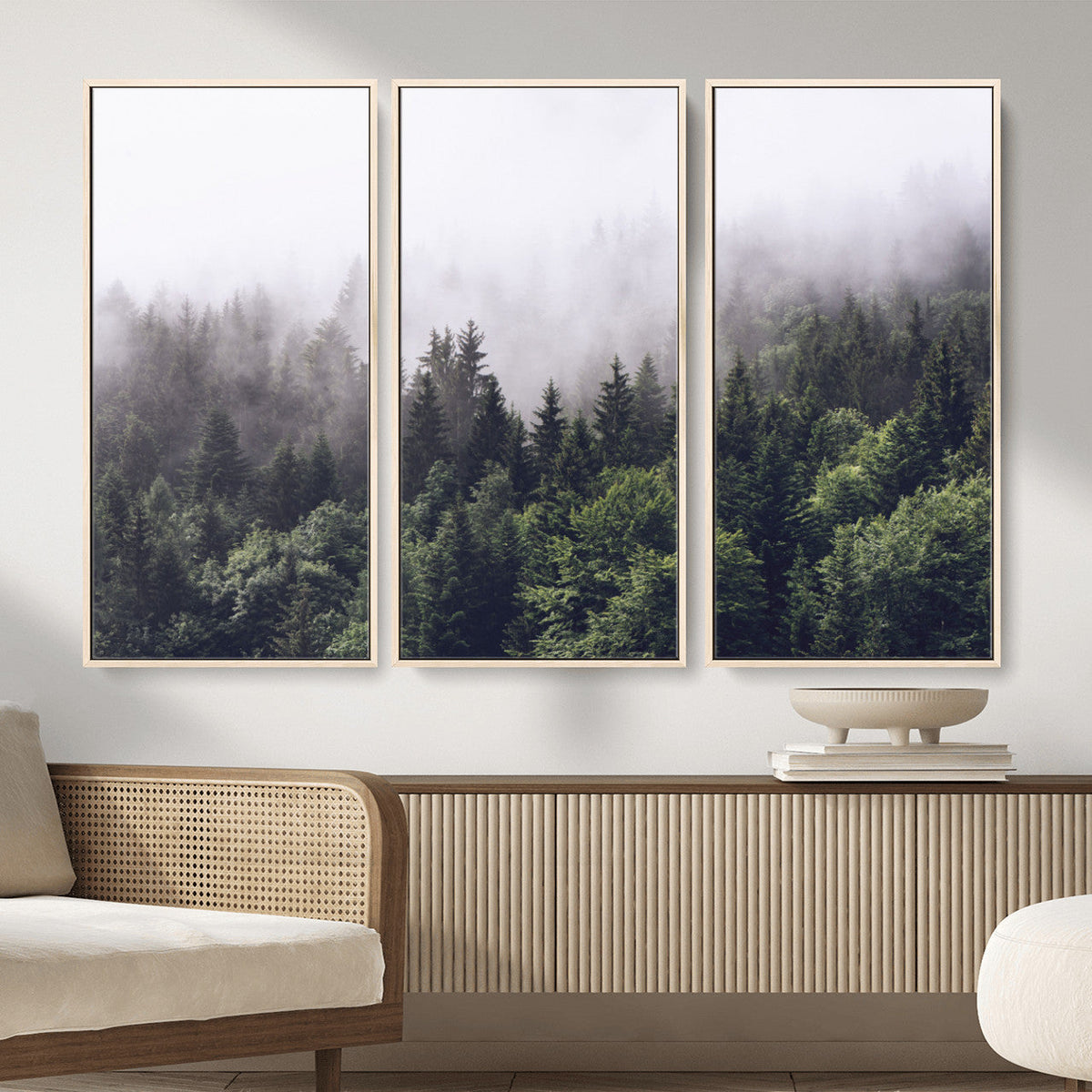 Misty Forest Wall Art | Foggy Forest Canvas Print | Large