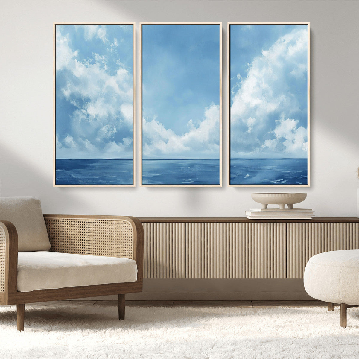 Abstract Ocean Print Artwork- Serene Blue Ocean Canvas Wall