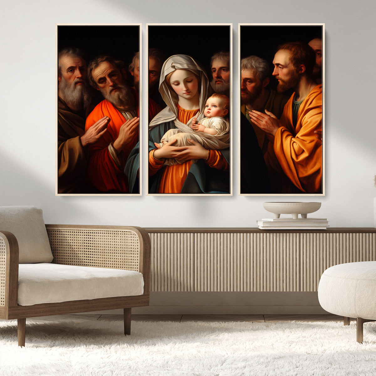 Religious Canvas Wall Art Print - Madonna and Child with