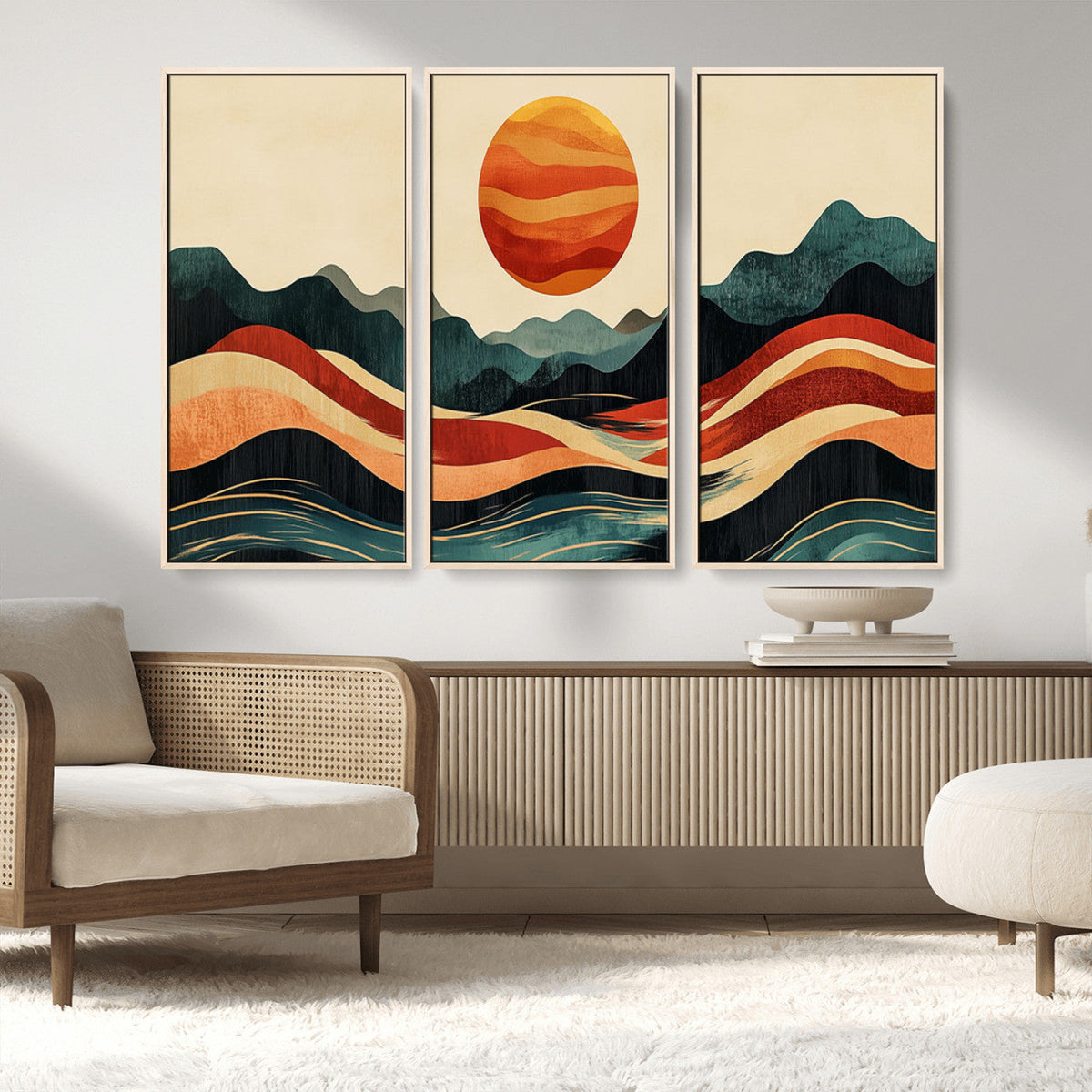 Mountain Triptych Wall Art Canvas Print – Western Nature
