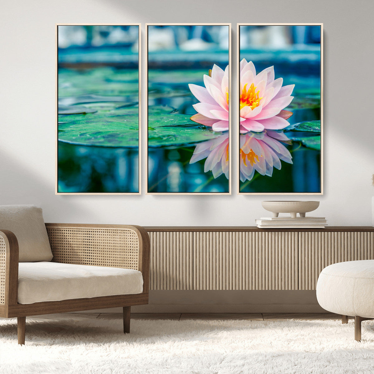 Lotus Flower Wall Art Canvas Print, Water Lily Large Wall