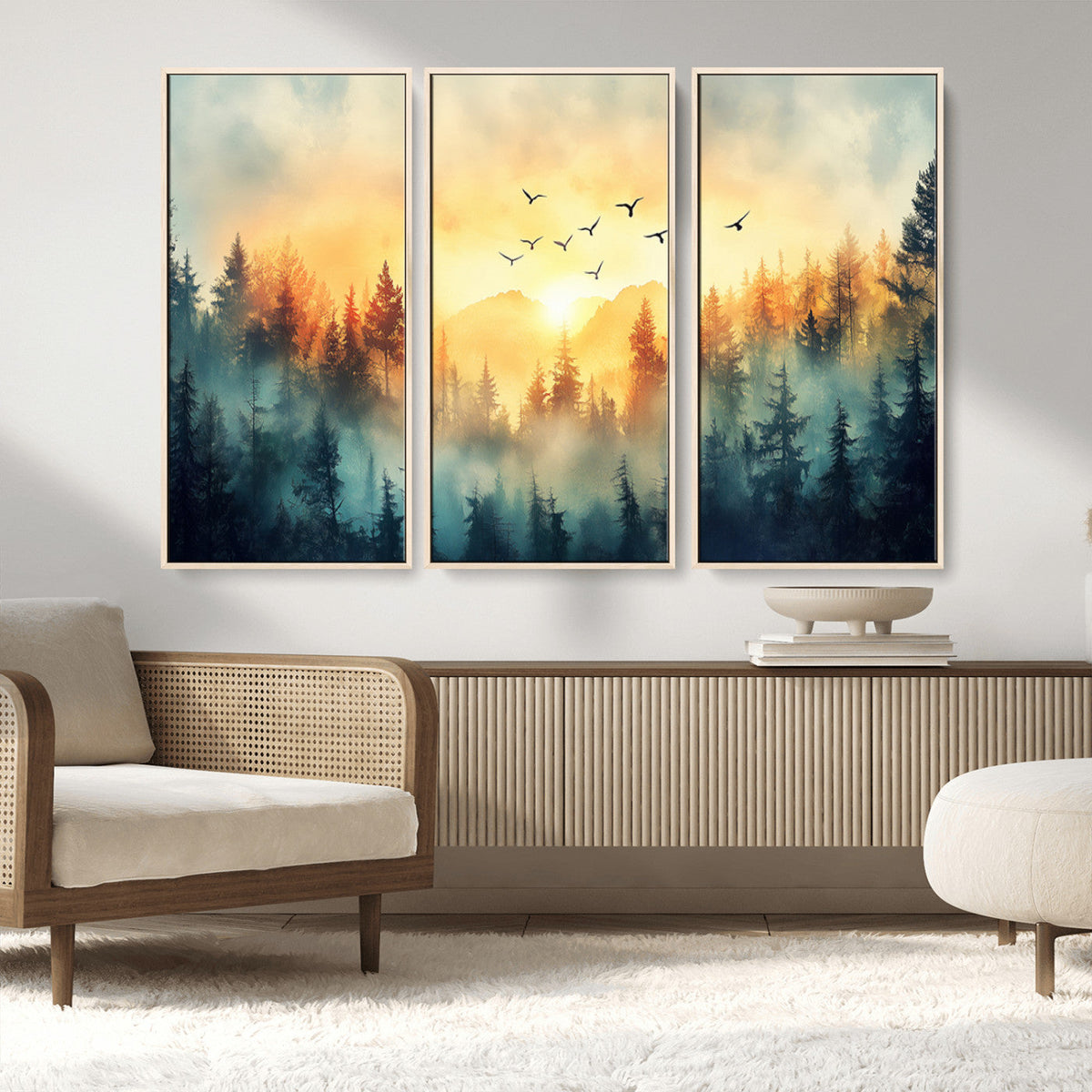 Abstract Forest Wall Art Print- Serene Nature Canvas Print