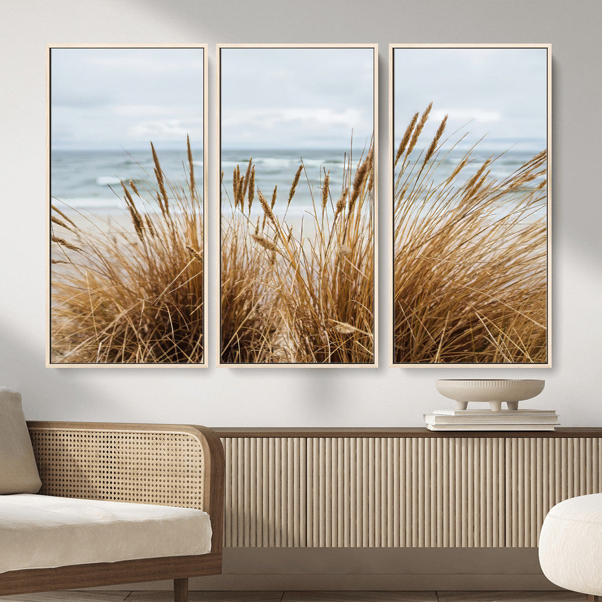 Beach Grass Wall Art Canvas Print – Framed Coastal Dunes Art