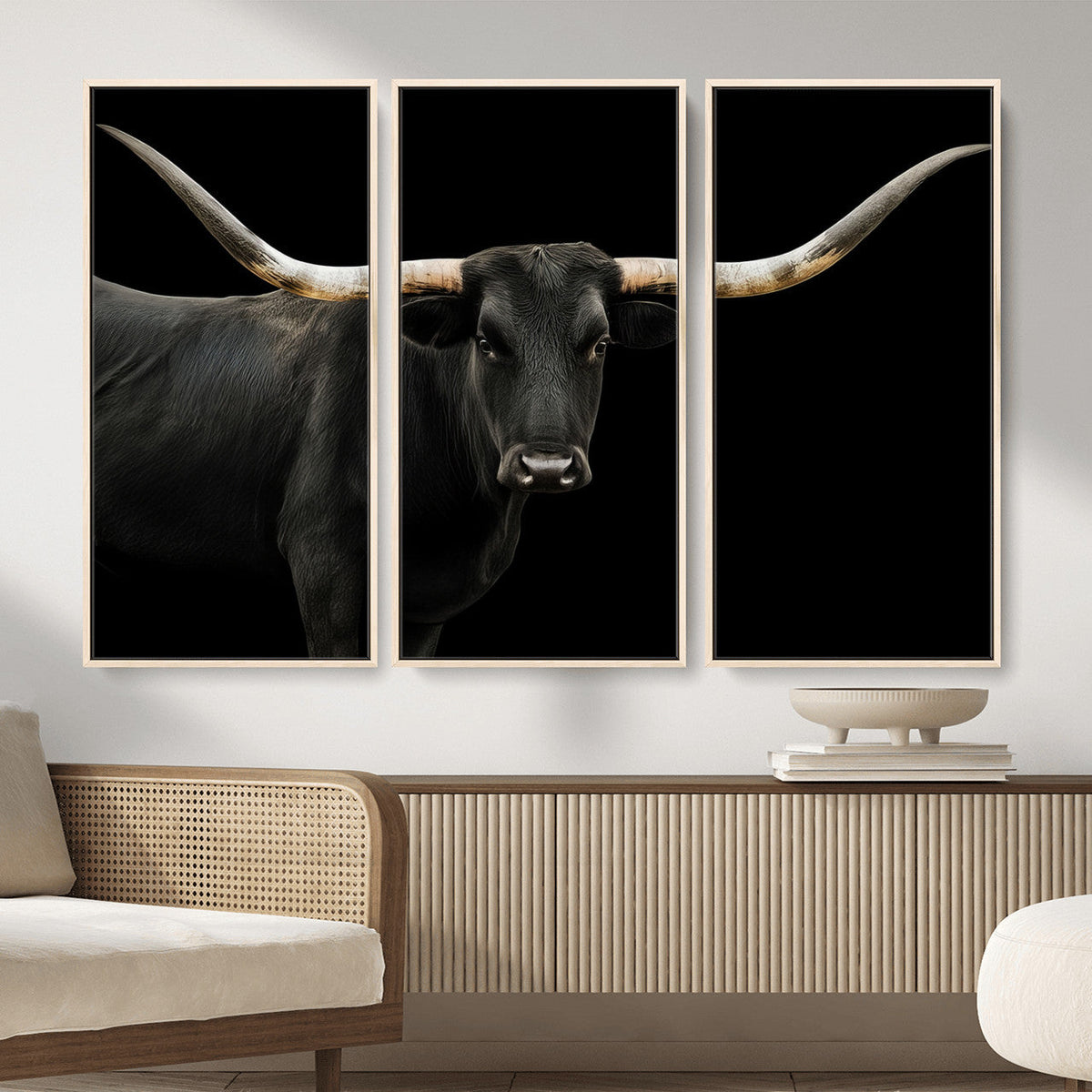 Longhorn Cattle Wall Art Canvas Print – Framed Texas Ranch