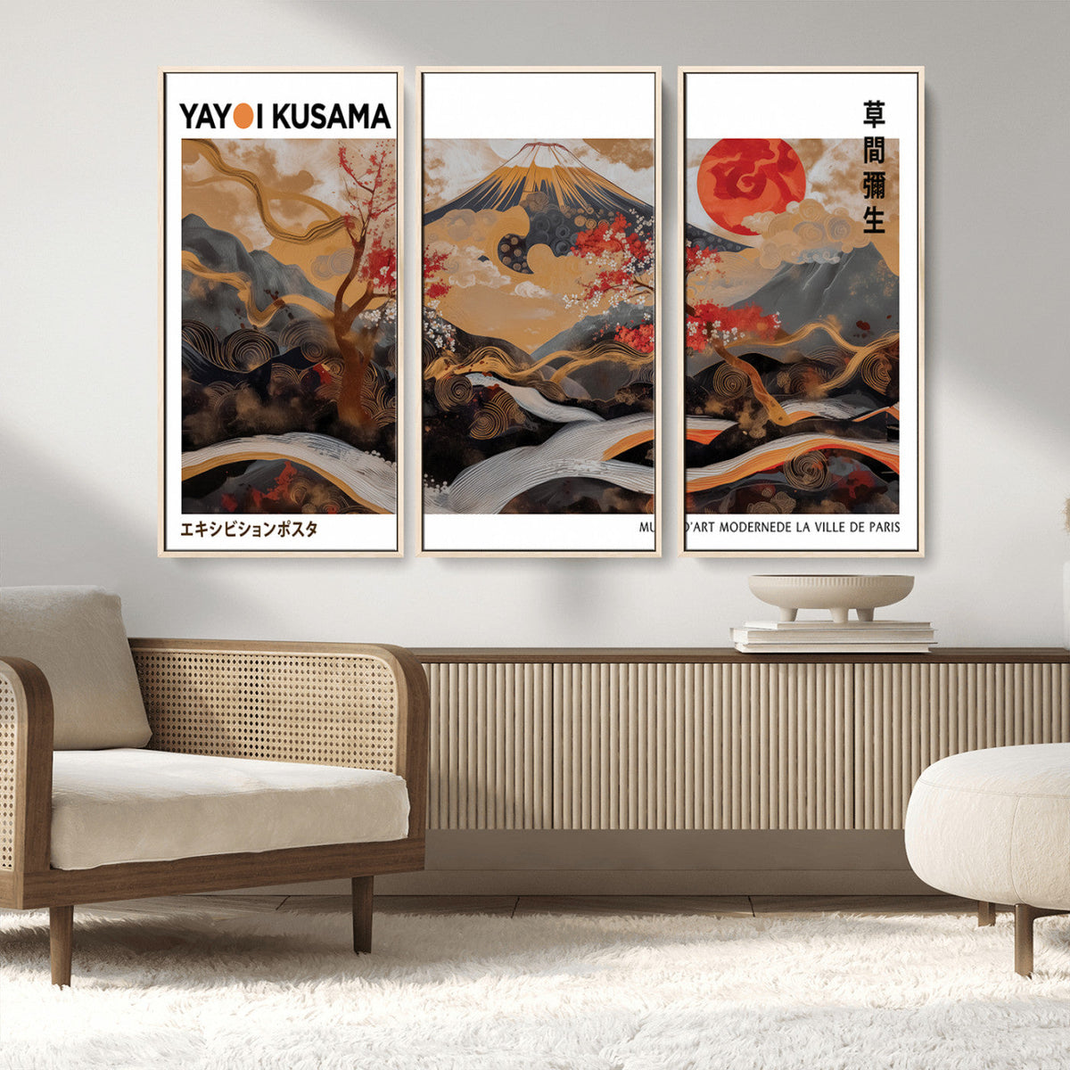 Modern Japanese Wall Art Canvas Print – Framed Abstract