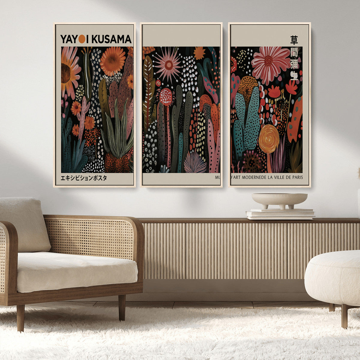 Modern Japanese Wall Art Canvas Print – Framed Abstract