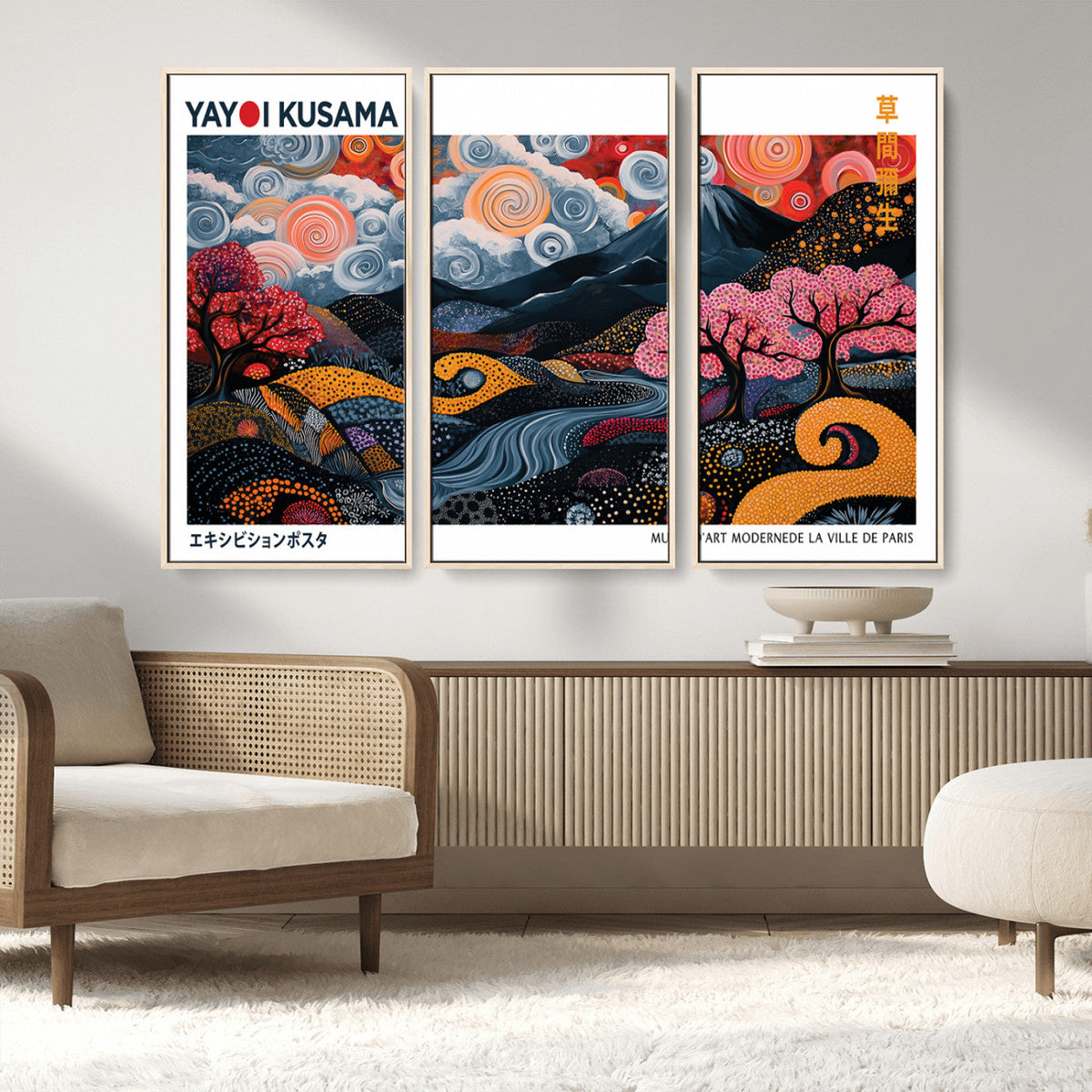 Modern Japanese Wall Art Canvas Print – Framed Abstract