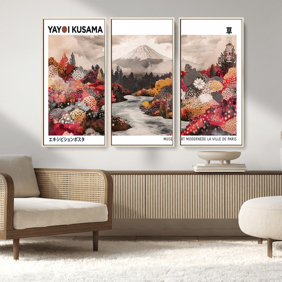 Modern Japanese Wall Art Canvas Print – Framed Abstract