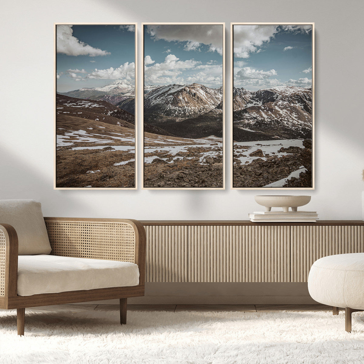 Mountain Landscape Wall Art Canvas Print – Framed Snowy