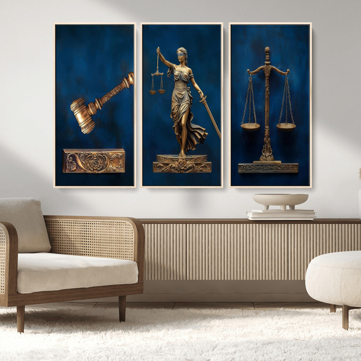 Lady Justice Wall Art Canvas Print – Elegant Gold Legal