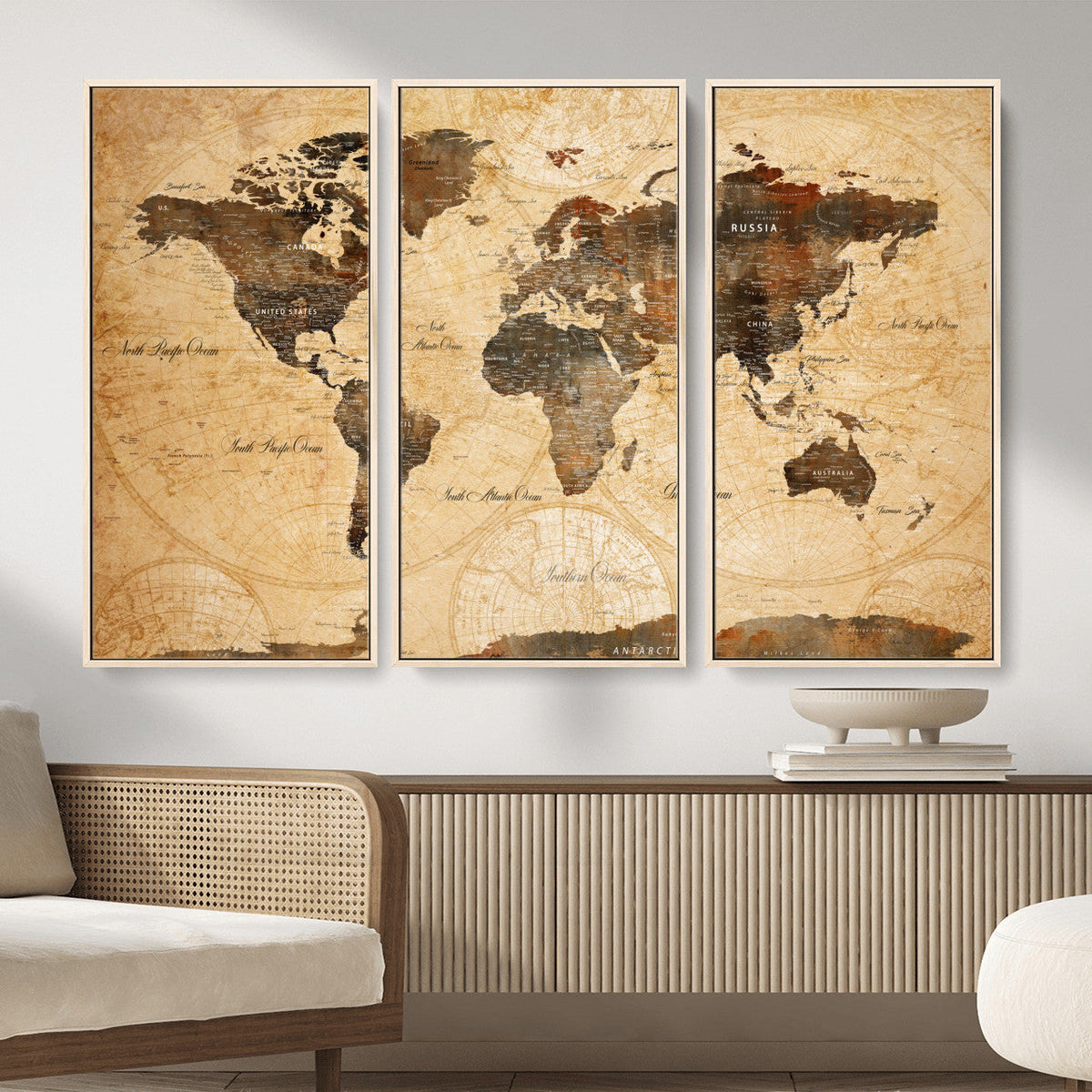 Push Pin World Map Canvas Print – Travel Tracker Wall Art