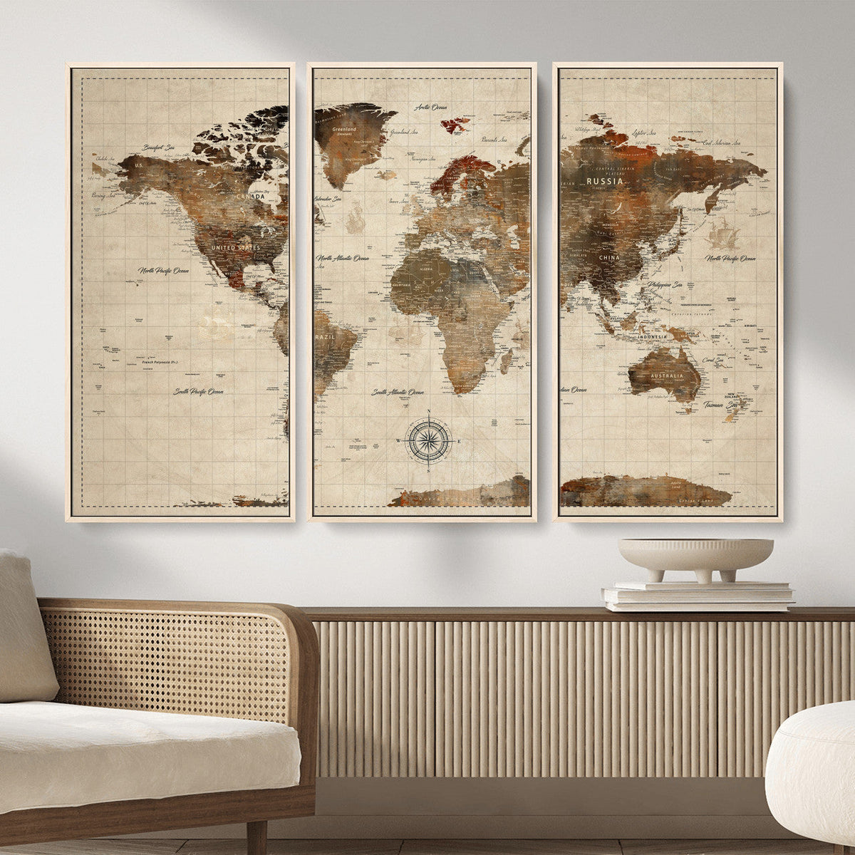 World Map Canvas Print – Framed Detailed Map of the World