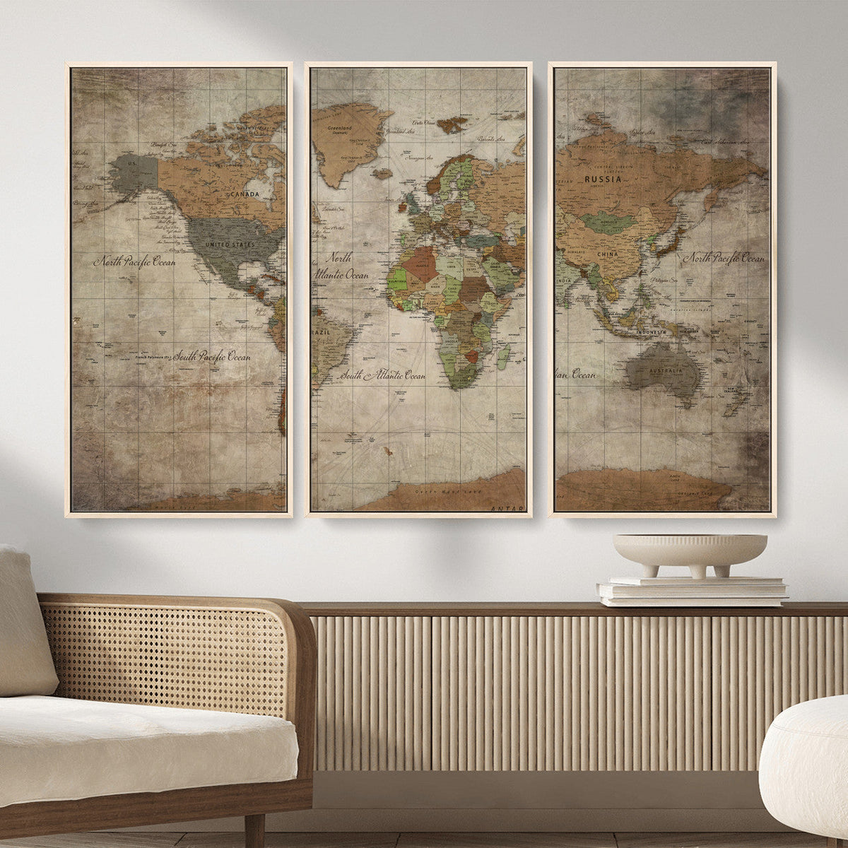 World Map Canvas Print – Framed Travel Map Wall Art for