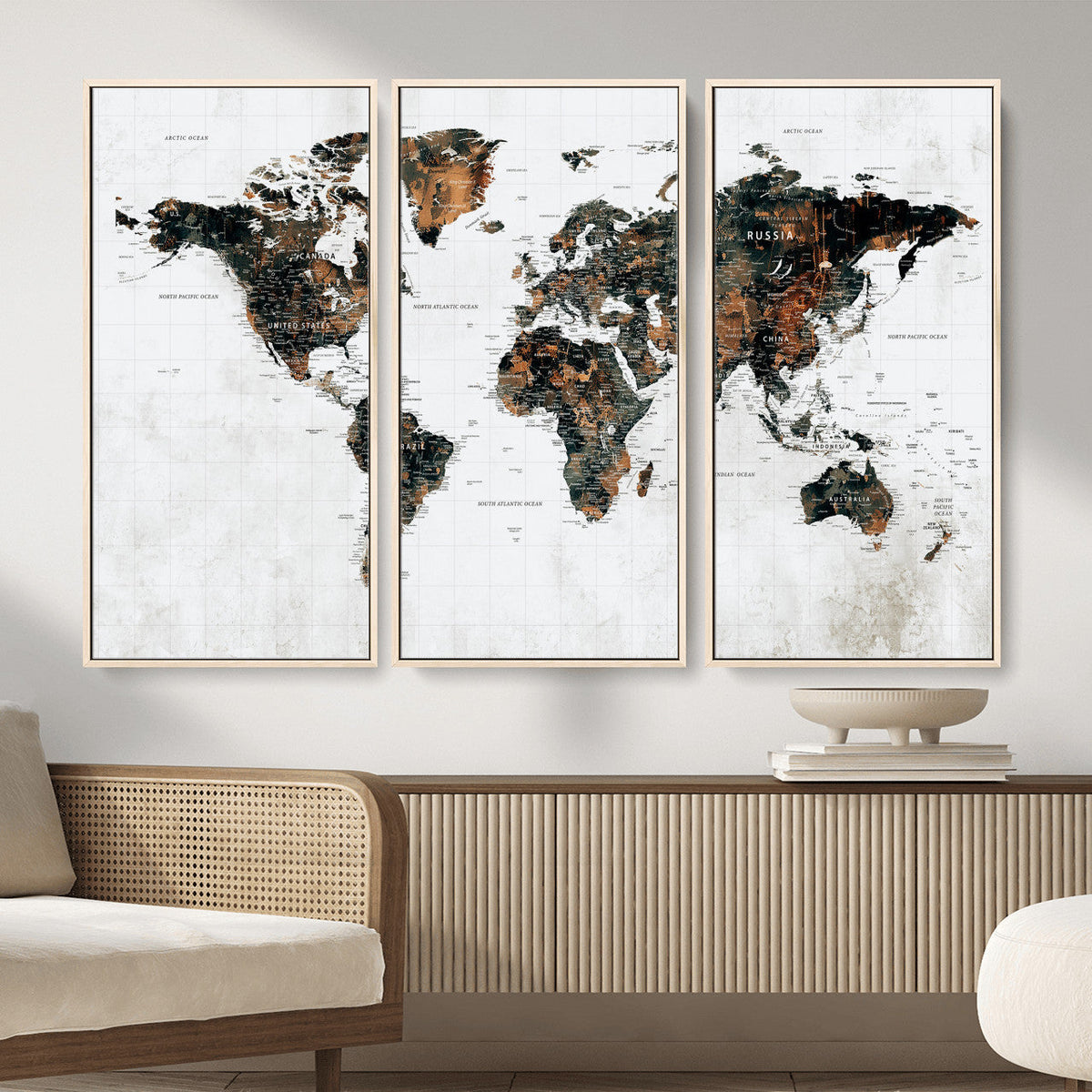Large World Map Canvas Print – Framed Travel Map Wall Art