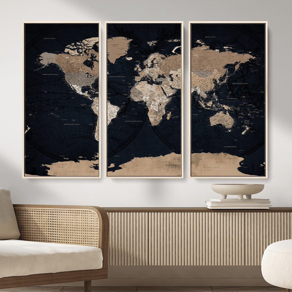 Grunge Wall Art World Map Canvas Print